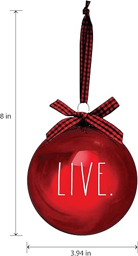 Miniatura 2 de Rae Dunn Adornos de Navidad – Juego de 3 bolas de cristal rojo – Live, Laugh, Love – 3.937 in / 3.94 pulgadas / 3.94 pulgadas grandes colgantes