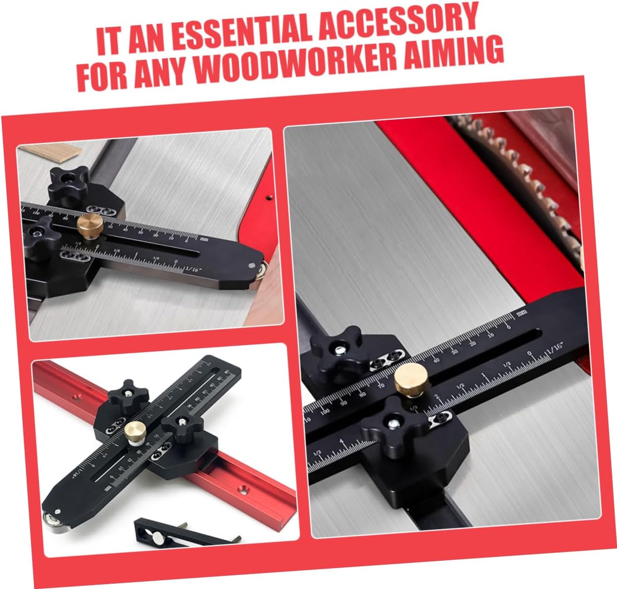 Mikikit 1 set Table Saw Jig Guide for Woodworking Thin Rip Cutting Tool Anodized Efficient for Making Repetitive Narrow Strips Quick Setup with Measurements