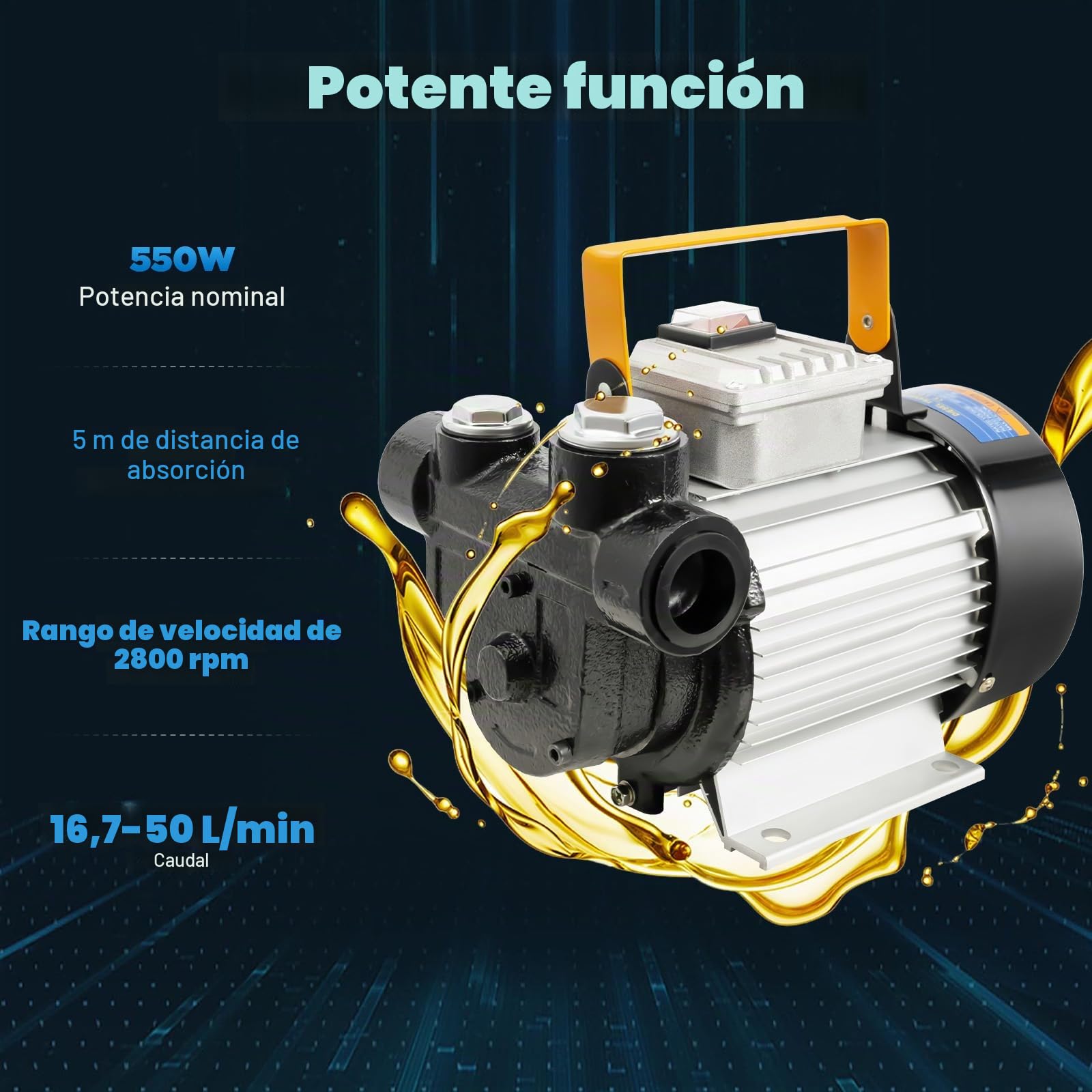 bomba de combustible, eléctrica autocebante, diésel 550 W, 220 V, extracción de aceite, transferencia de combustible diésel