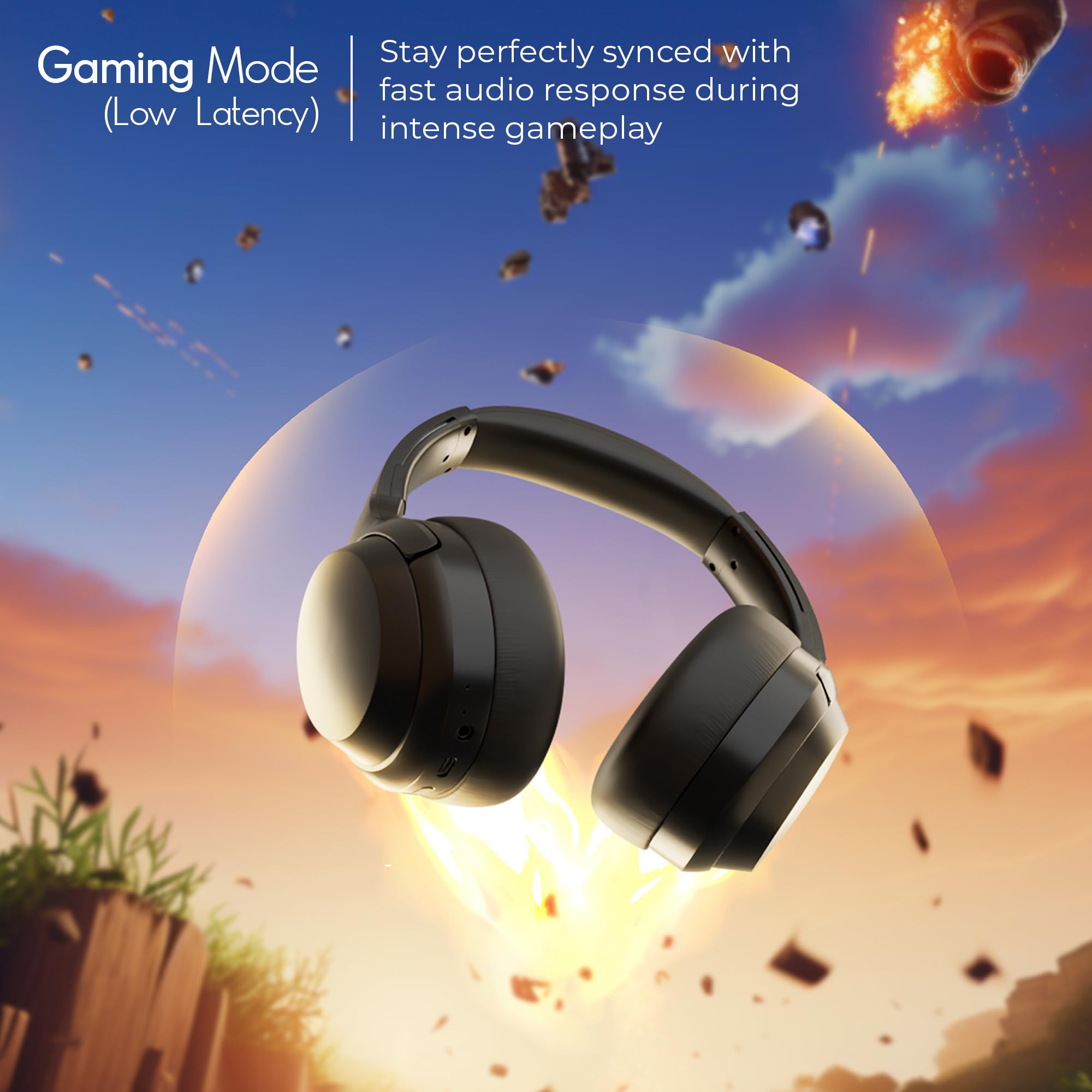 ZEBRONICS Duke Plus (2026 Upgrade) Wireless Headphones, BT v5.4, Upto 70hrs Playback, 40mm Drivers, Gaming Mode, ENC, Dual Pairing, Rapid Charge, AUX, 3 EQ Modes (Black) — Amazon image 5