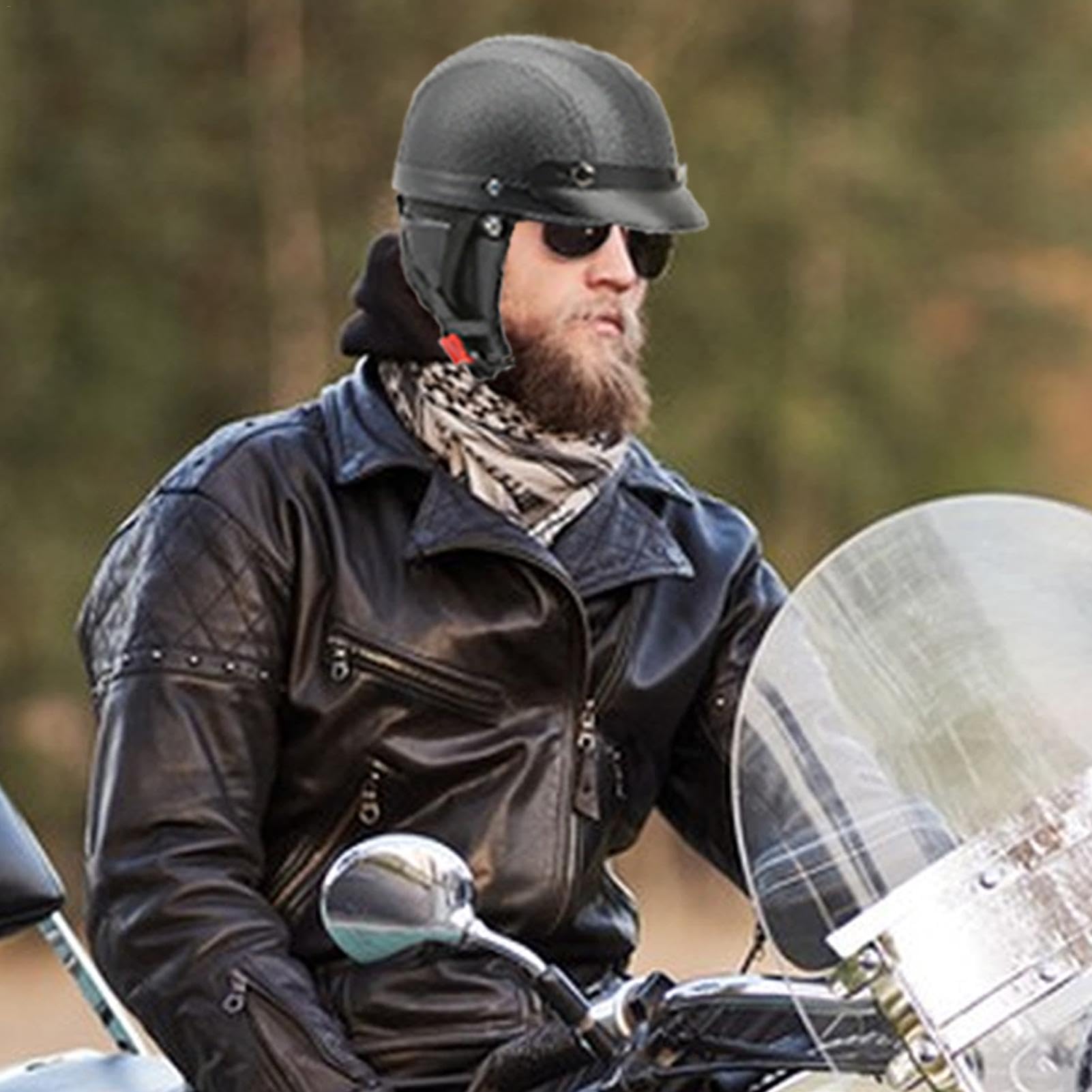 Kaski Półtwarzowe Retro Dla Mężczyzn I Kobiet Z Ciepłymi Nausznikami I Rondem - Idealne Do Skuterów I Motocykli