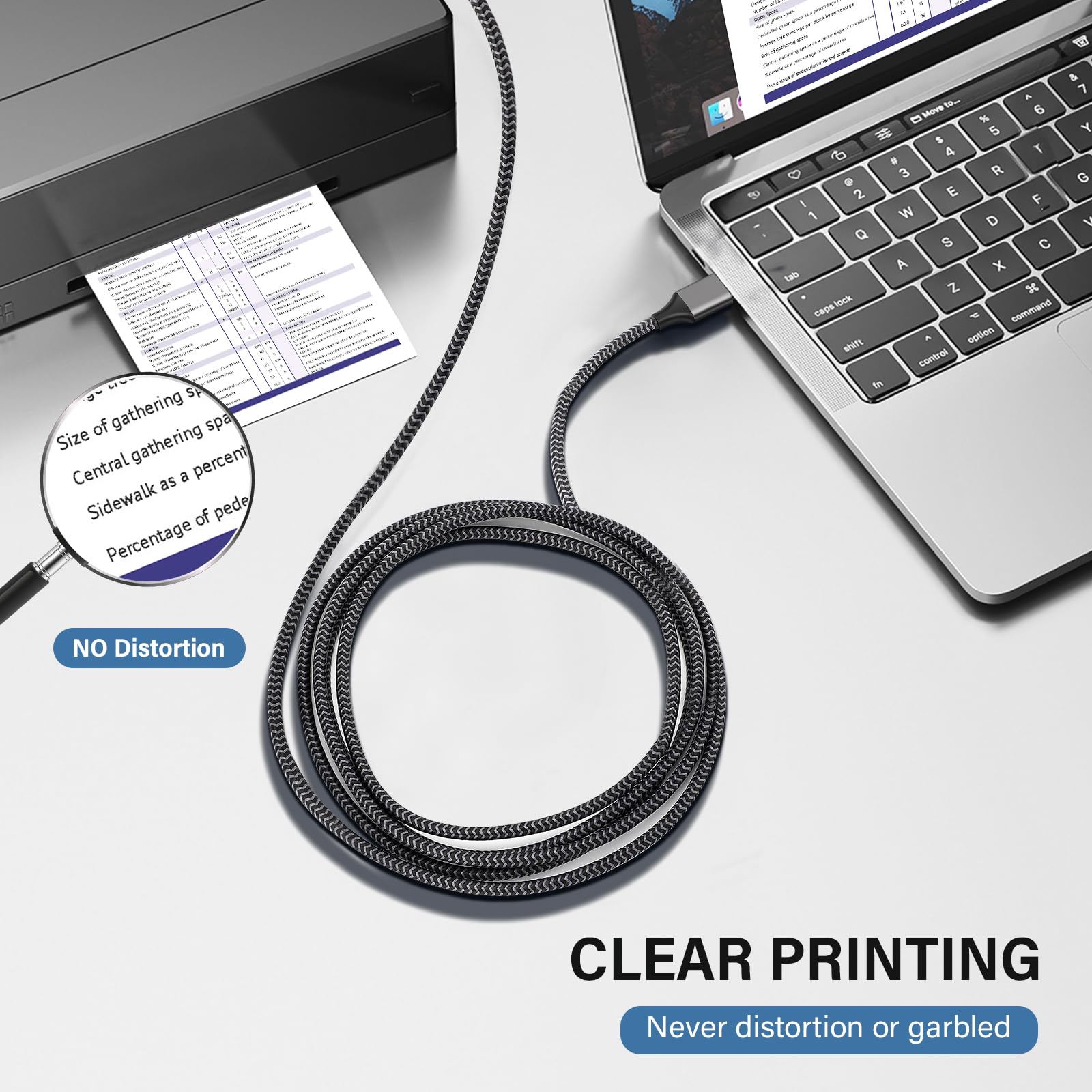 Câble d'imprimante USB A vers B en nylon tressé haute vitesse pour clavier, imprimantes et scanners (1 m)