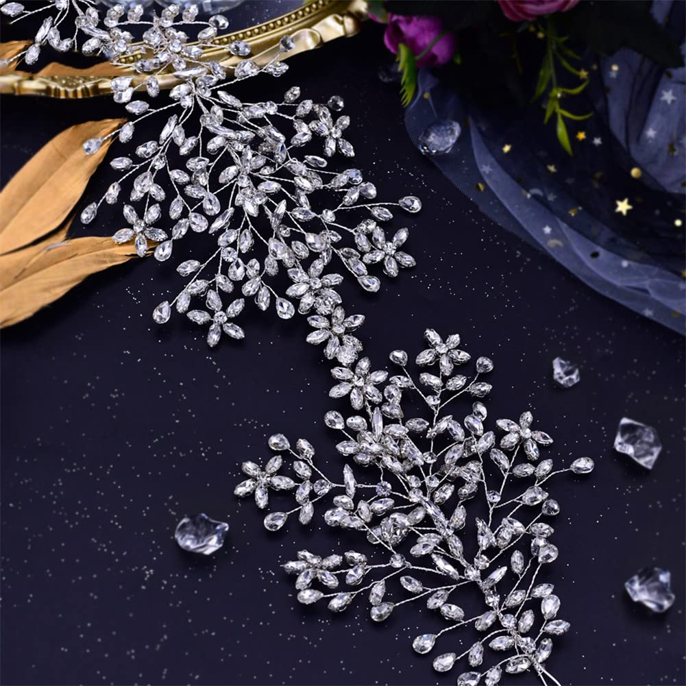 LNNSHX Hochzeit Krone Braut Haarbänder handgemachte Strass Kopfbedeckung Hochzeit Haarteil Frauen Tiara