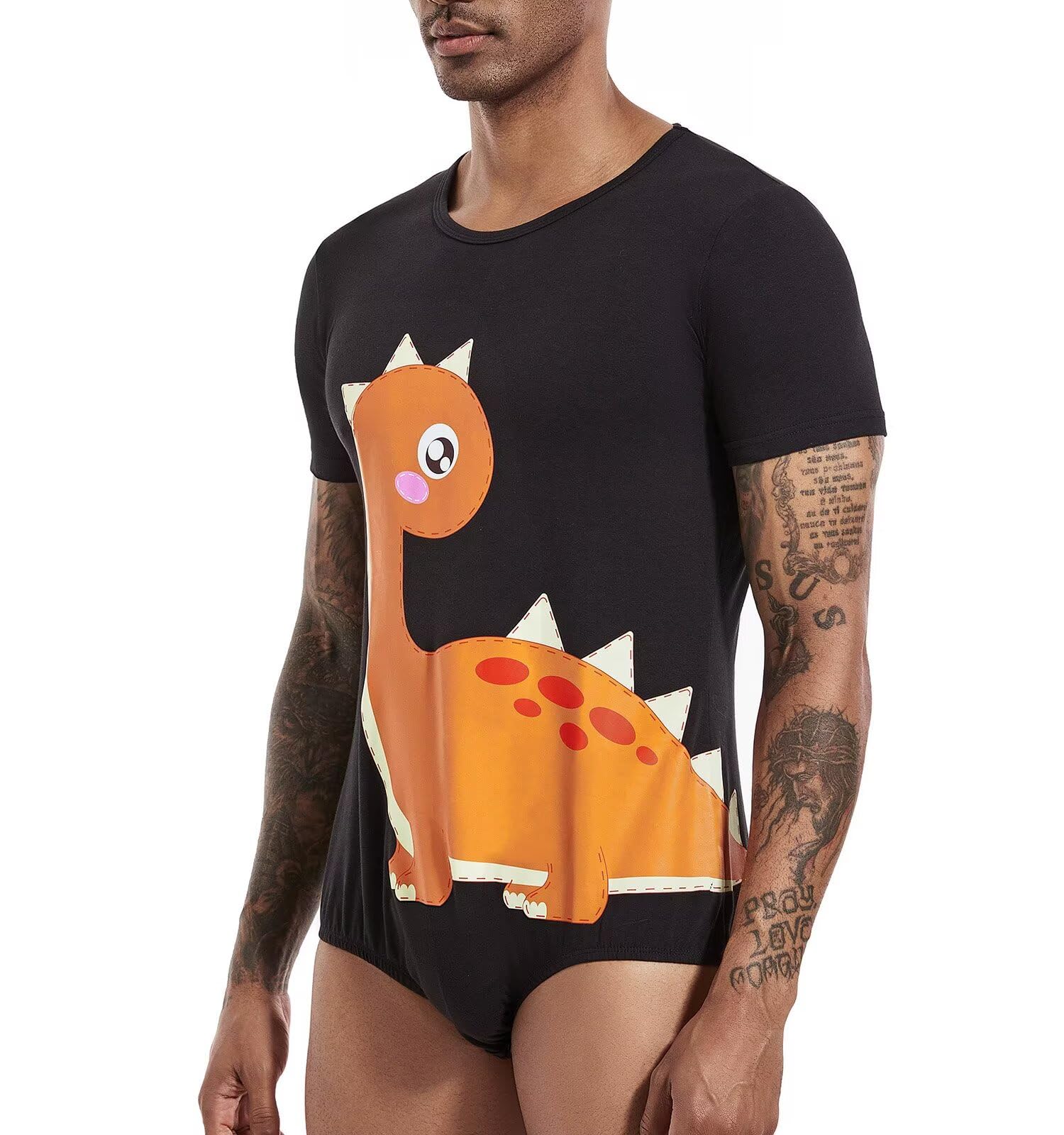 Landofgenie Onesie Pigiama Bodysuit da Uomo Corto Body Uomo Jumpsuit Romper da Uomo - Dinosaur Andy