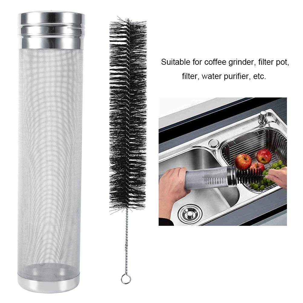 Filtro a Maglia Birra 300 Micron Mesh Filtro a Tramoggia per Birra Filtro a Rete per Birra in Acciaio Inossidabile con Spazzola per Birra Fatta in Casa Vino, 7 * 29cm