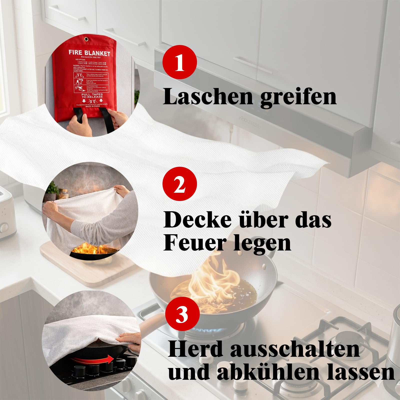 TARKIN Manta ignífuga de fibra de vidrio para cocina, protección contra incendios, para coche, escuela, chimenea, barbacoa, oficina, garaje, soldadura, almohadilla, 1,8 x 1,8 m