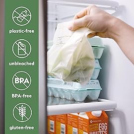 100% Compostable Food Storage Bags [Quart 100 Pack] Eco-Friendly Freezer Bags, Resealable Bags, Heavy-Duty, Reusable, Off-White by Earth\'s Natural Alternative