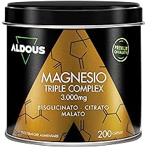 Magnesio Completo 3000mg – 200 Capsule – Magnesio Bisglicinato, Citrato, Malato – 422,5mg Elementare – Energia, Muscoli – Integratori Stanchezza, Articolazioni – Magnesium Complex – ALDOUS