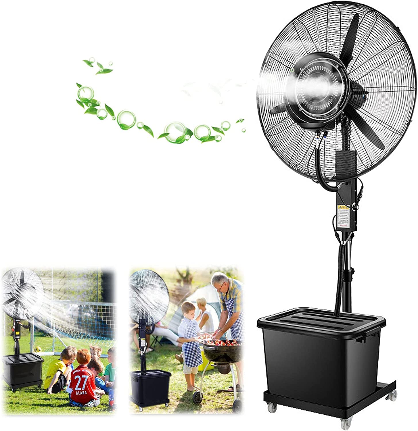 asdchZen Industrial Misting Fan Outdoor Commercial 90°Oscillating Pedestal Fan With Mist, 3 Cooling Speeds - Patio, Restaurant, Garage, Gym,70CM