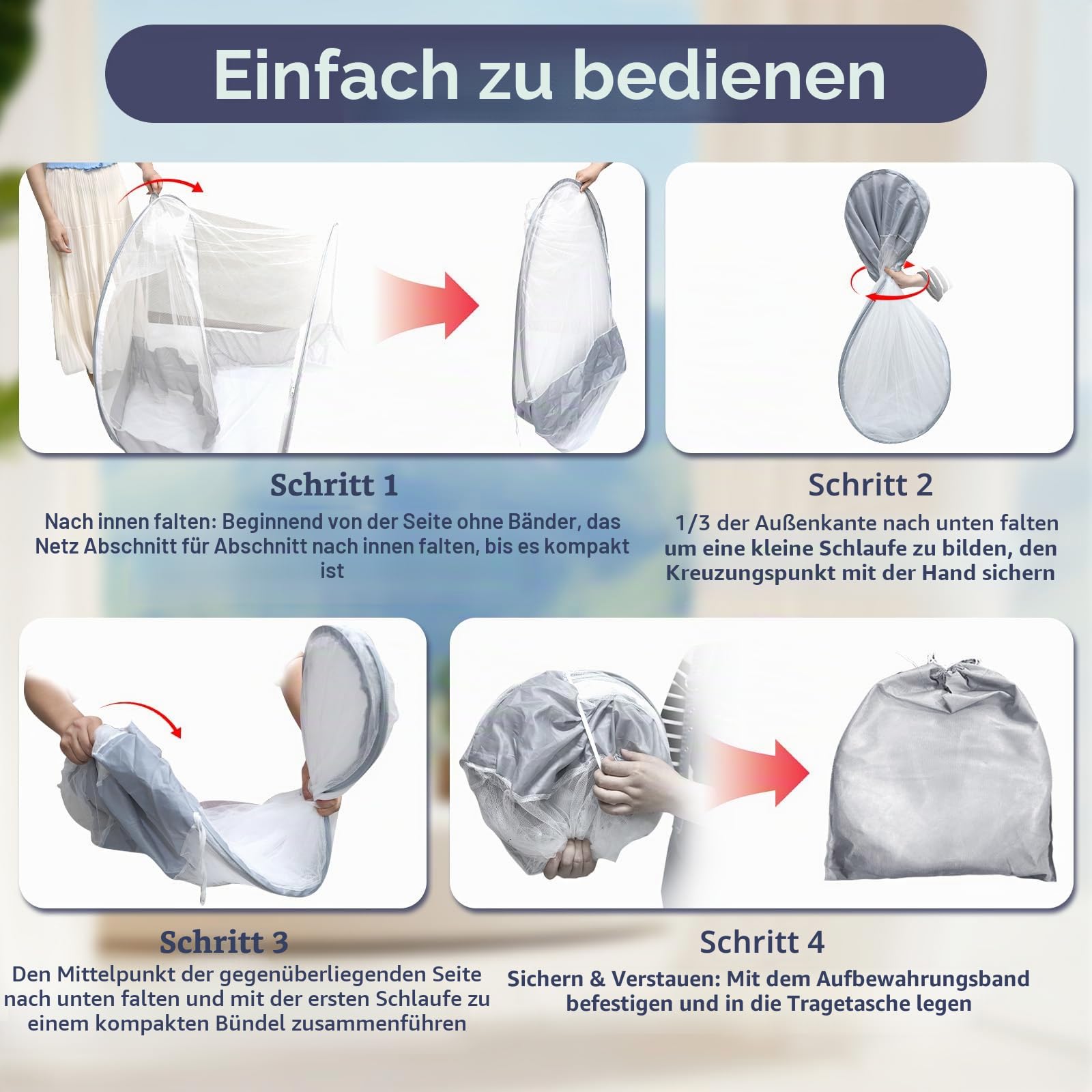 Pop-Up Faltbares Moskitonetz, Einzel-Familienbett Moskitonetz mit Reißverschluss, tragbares Campingzelt, einfach aufzubauen, Moskito-Zelt für Zuhause, Camping, Reisen, Wohnheim