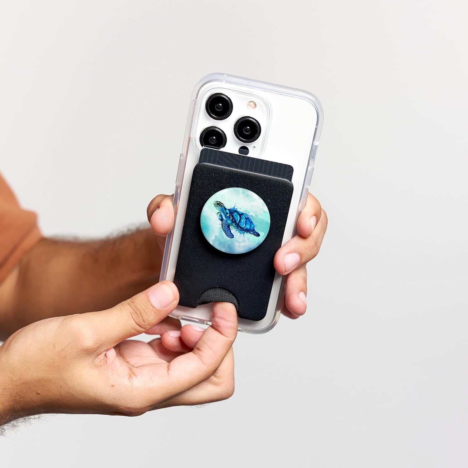 Blue Turquoise Ocean Love Sea Turtle PopSockets PopWallet for MagSafe