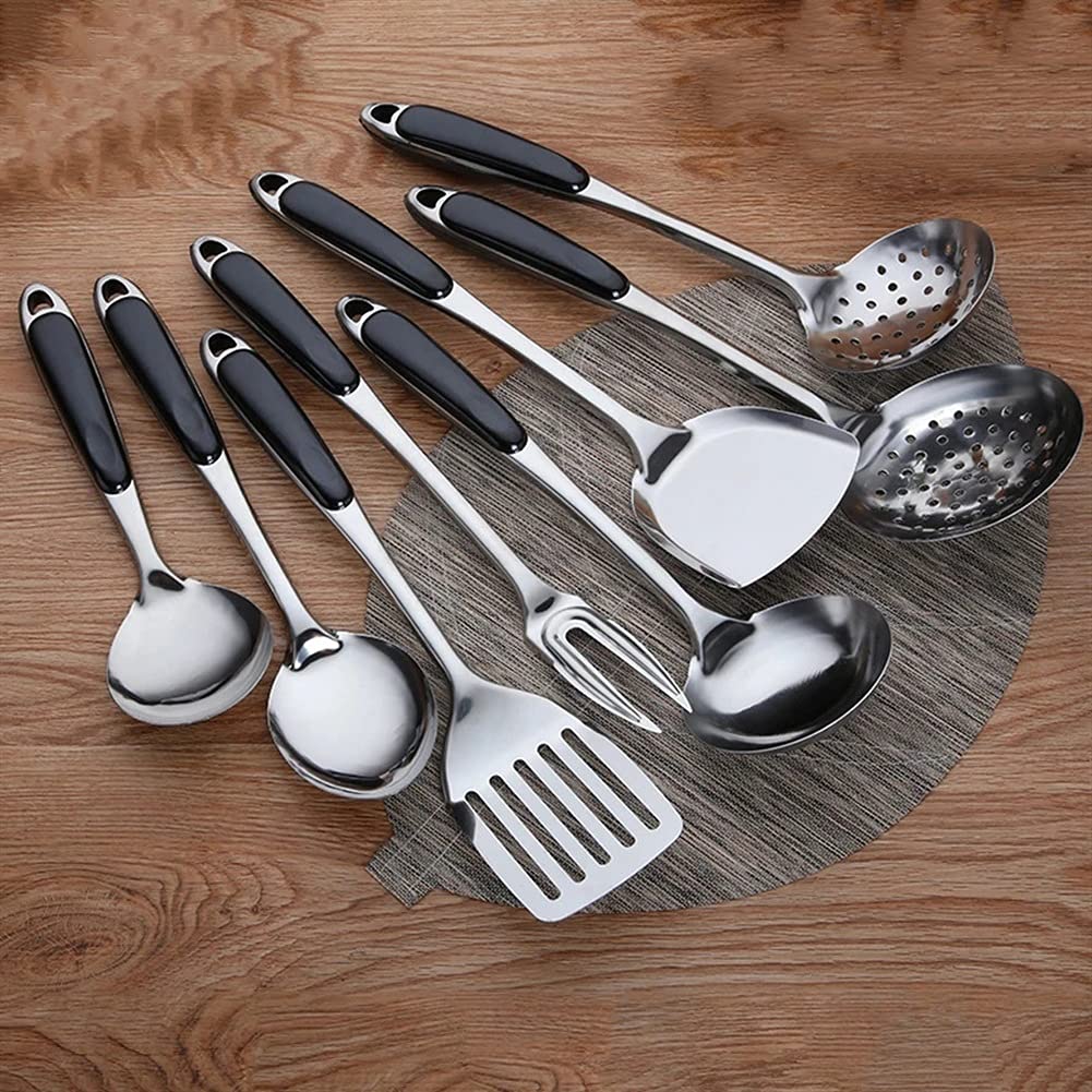 MYUYEE Wooden Handle Stainless Steel Spatula Soup Spoon Shovel Thickened Anti-Scalding Rice Spoon Frying Shovel Kitchenware Set