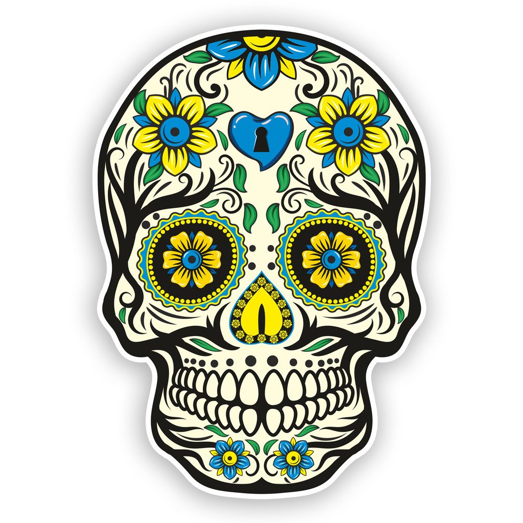 2 x 30cm/300mm teschio di zucchero Adesivi vinilici orrore Spaventoso Halloween Creepy #7513