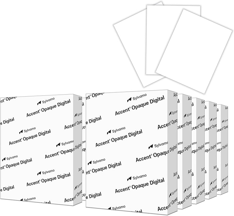 Papel cartulina blanco opaco de 8,5” x 11”, 65 lb, 176 g/m² – 2,500 hojas (10 resmas) – Cartulina súper suave de peso medio premium, papel de impresora para invitaciones, menús e imágenes con mucha tinta – 121939C