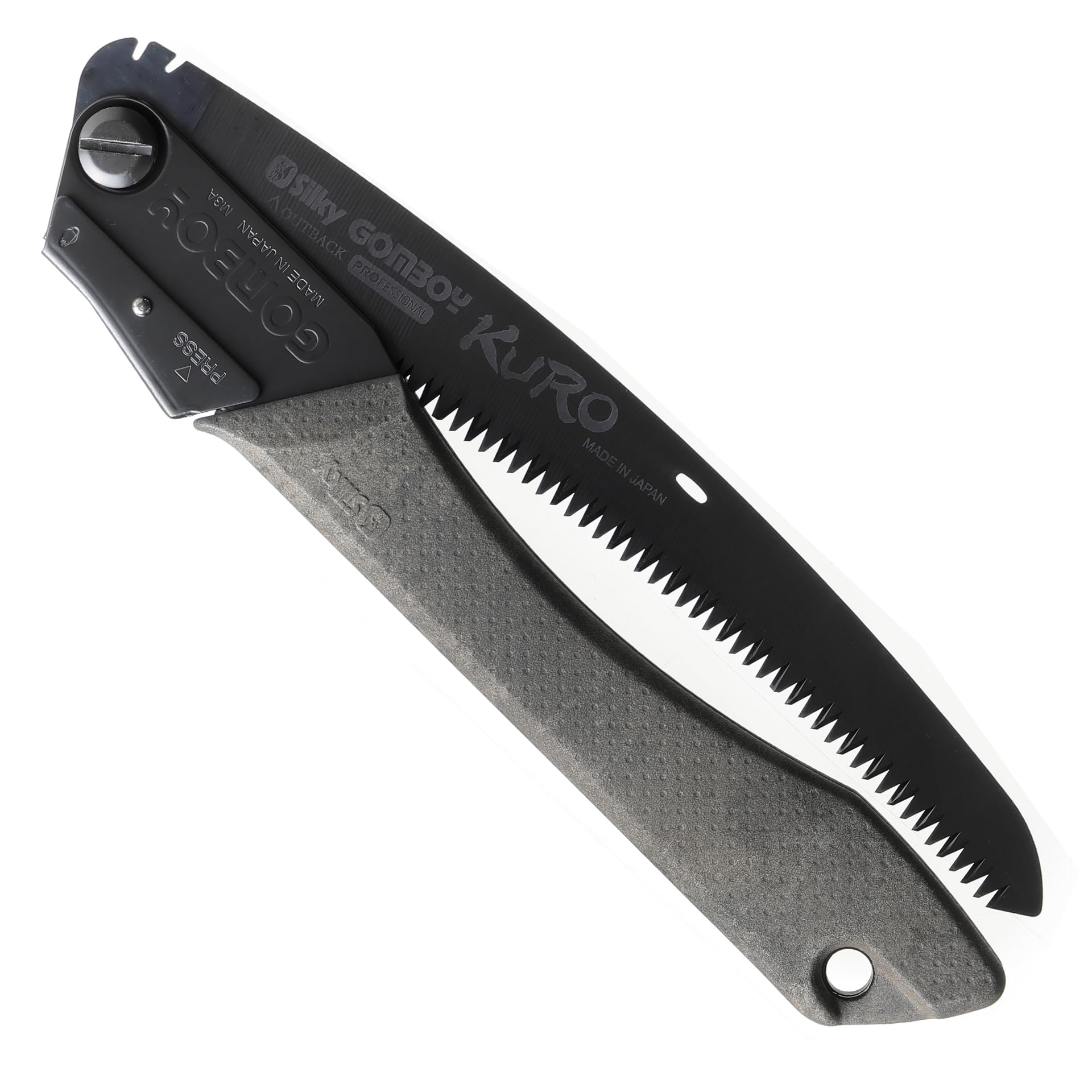 Silky japanische Klappsäge Gomboy Curve Outback „KURO“ - Limited Edition - 240 mm 8 ZpZ gebogene Klinge – Black Oxide Beschichtung – Arbor-Composite-Griff – Outdoor, Bushcraft & Forst