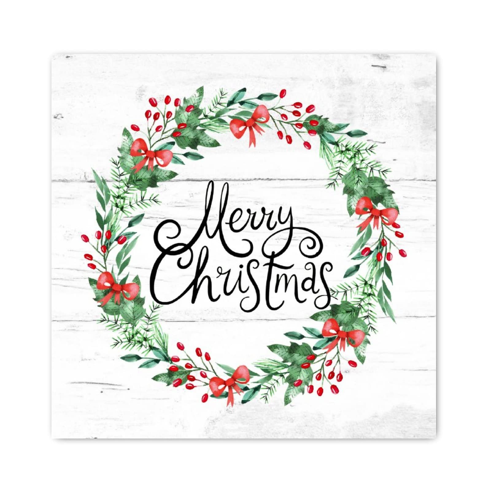 Panneau en bois couronne de Noël style ferme rustique pour mur 30x30 cm