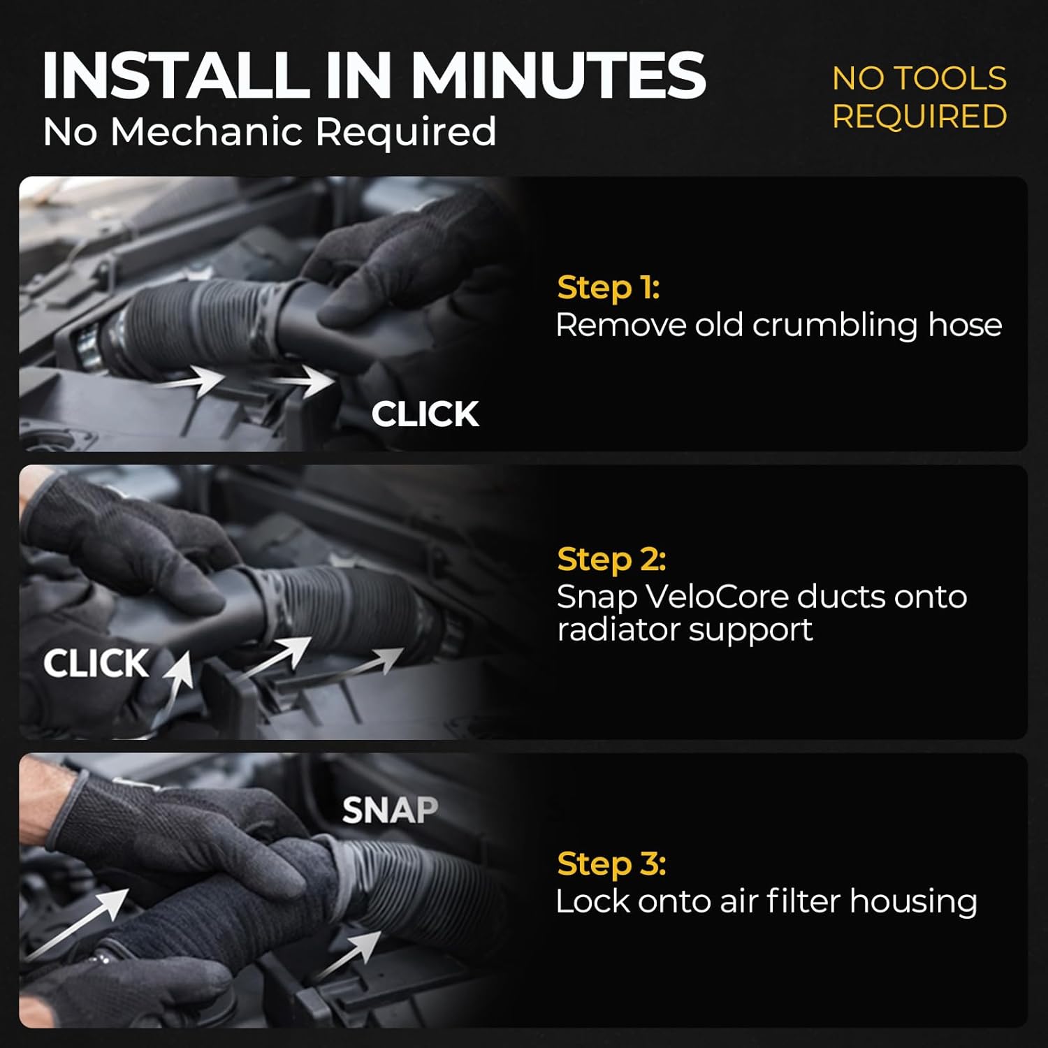 Air Intake Hose Pair Left & Right Compatible with Mercedes-Benz C300 C350 E350 W204 W212 - Engine Air Duct Replaces 2720903582 2720903682 M272 V6