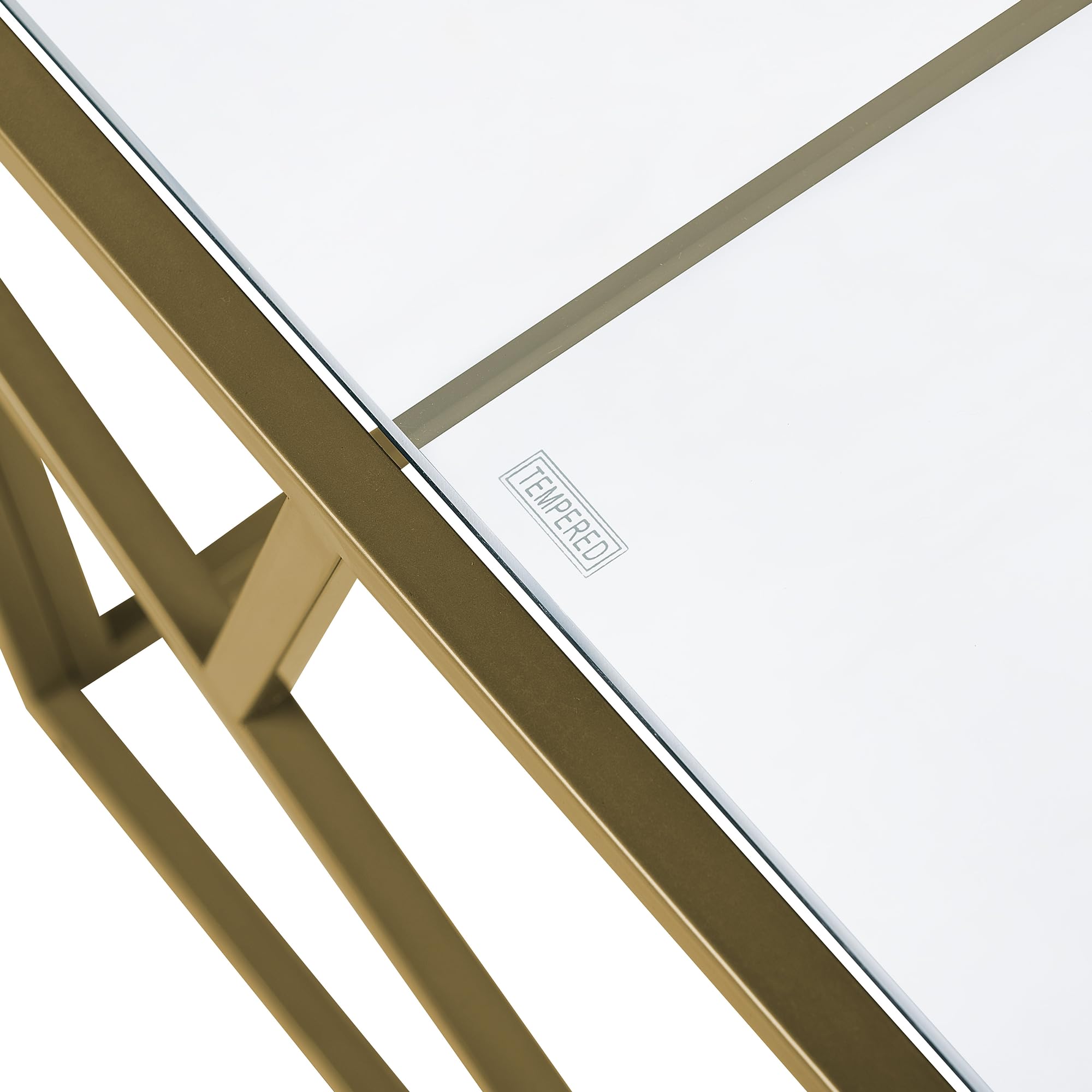 Couchtisch Glastisch mit Metallgestell golden 50 x 100 cm Glamour Kaffeetisch rechteckiger Wohnzimmertisch Orland
