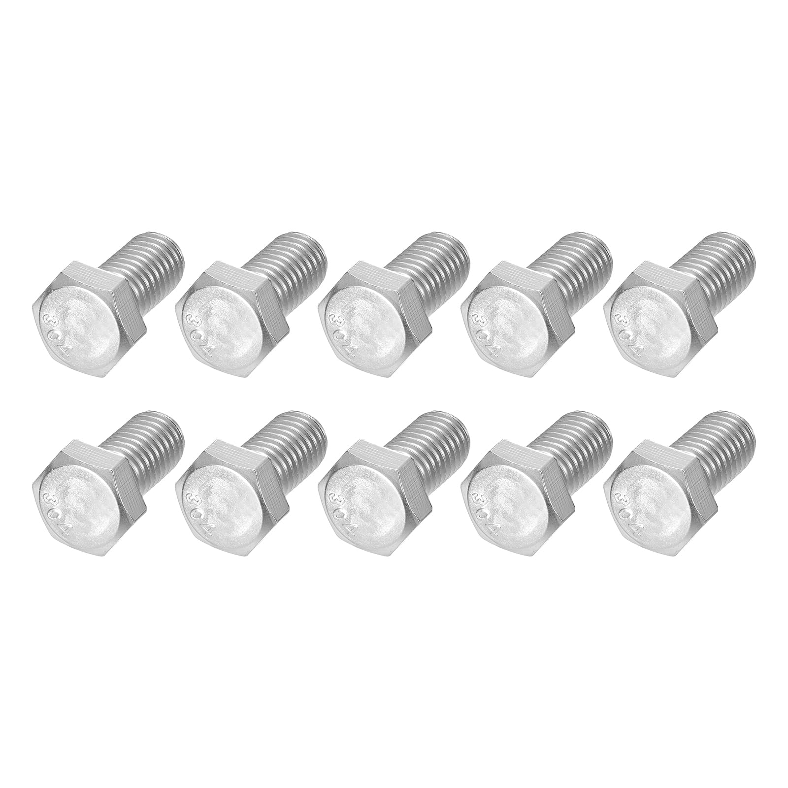 METALLIXITY Hex Head Bolts (1/2-13 x 1") 20Pcs, 304 Stainless Steel 18-8, Fully Threaded, External Hex Drive, Plain Finish