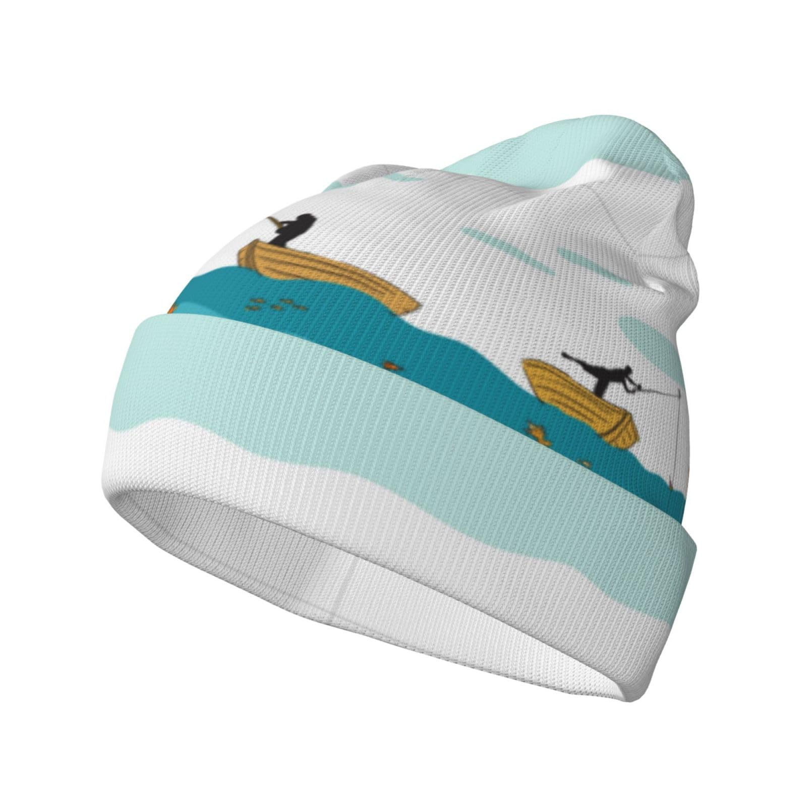 Fishing Beanie Winter Hat Funny Knit Hat for Women Men Fisherman Beanie Slouchy Cap