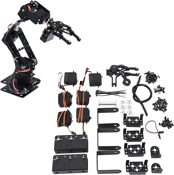 SEAFRONT Robot Mechanical Arm Claw Kit 6 Servo Motors Smart Robotic Arm Building Toy Industrial Robot Manipulator