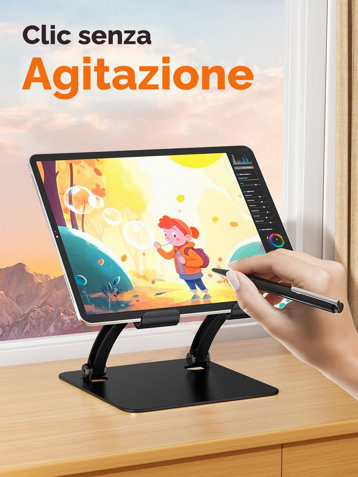 tounee Supporto per Tablet, Supporto da Scrivania in Alluminio Regolabile con Doppia Barra, Compatibile con iPad, Tablet Surface, Monitor Portatili, Kindle e Altro (4,7-16,5") (nero)