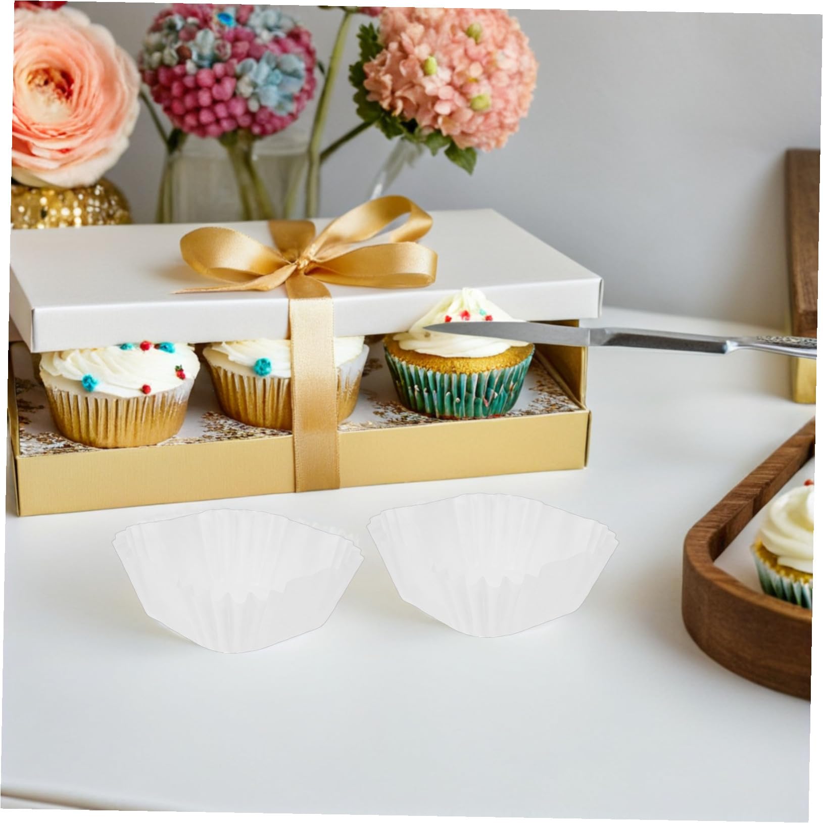 VILLCASE 3000 Piezas Cápsulas para Cupcakes Moldes para Hornear Muffins Cuadrados de Papel Blanco, Pulpa de Madera, Resistentes al Calor y Antigrasa, para Cupcakes y Mooncake, Fiestas