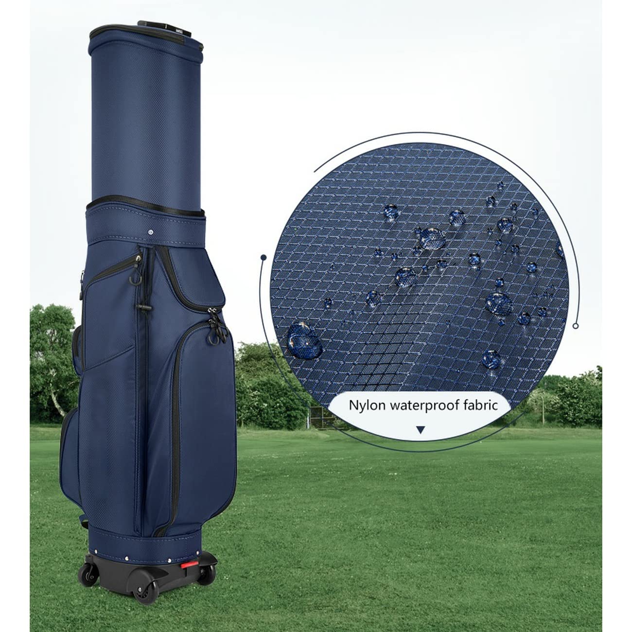 Bolsa de Golf portátil con 4 Ruedas y Freno, Bolsa de Nailon Impermeable para Carrito de Golf, Organizador de Palos de Golf de Viaje, Bolsas de Golf de Viaje para Hombres y Mujeres Vision