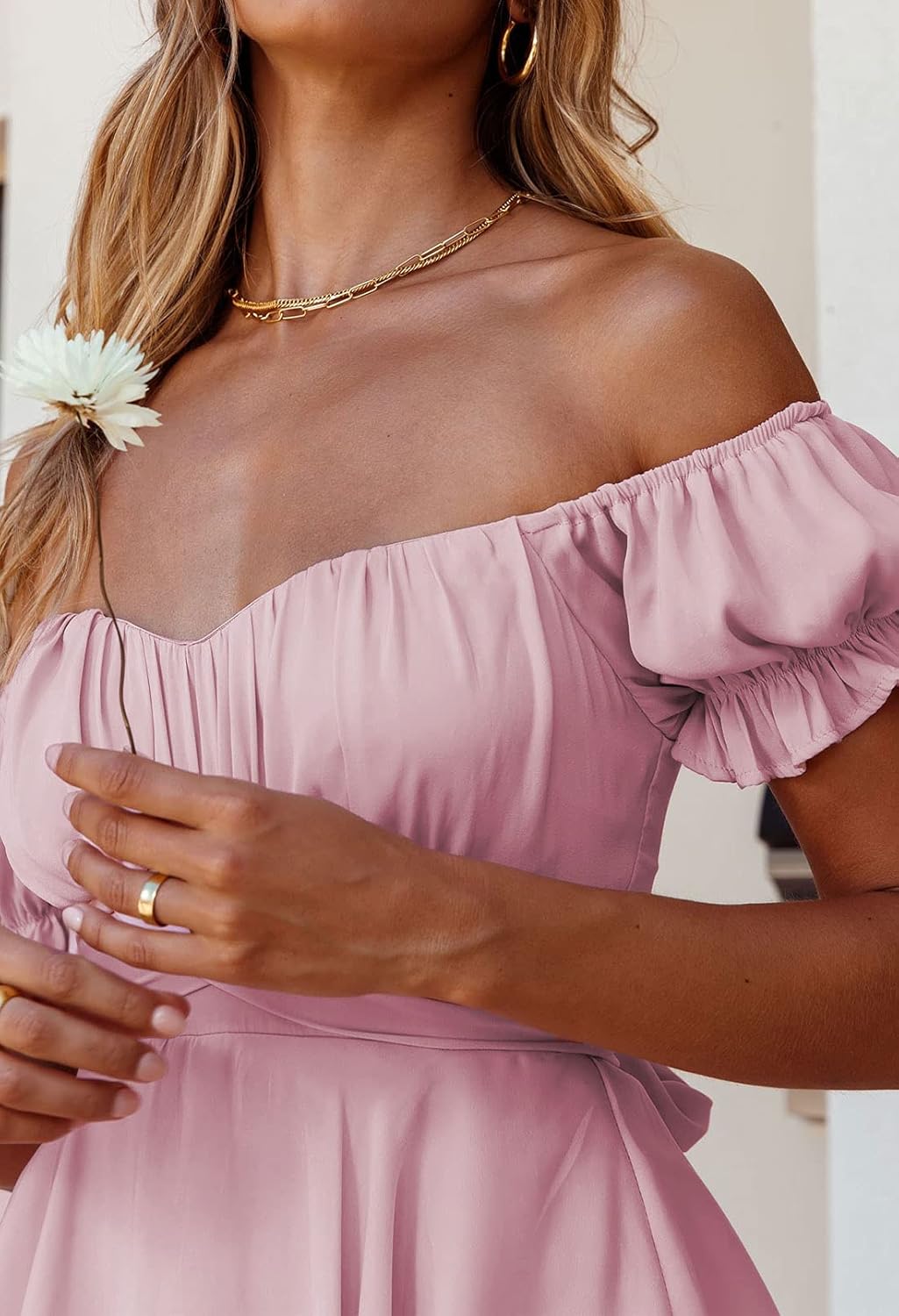 Fixmatti Women Boho Romper Off Shoulder Ruffle Chiffon Shorts Jumpsuit Playsuits - Image 5