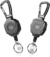 SHENGXIN 2-Pack Heavy Duty Retractable Keychain Badge Holder, 32" Stainless Steel Cord, 8oz Carabiner ID Reel