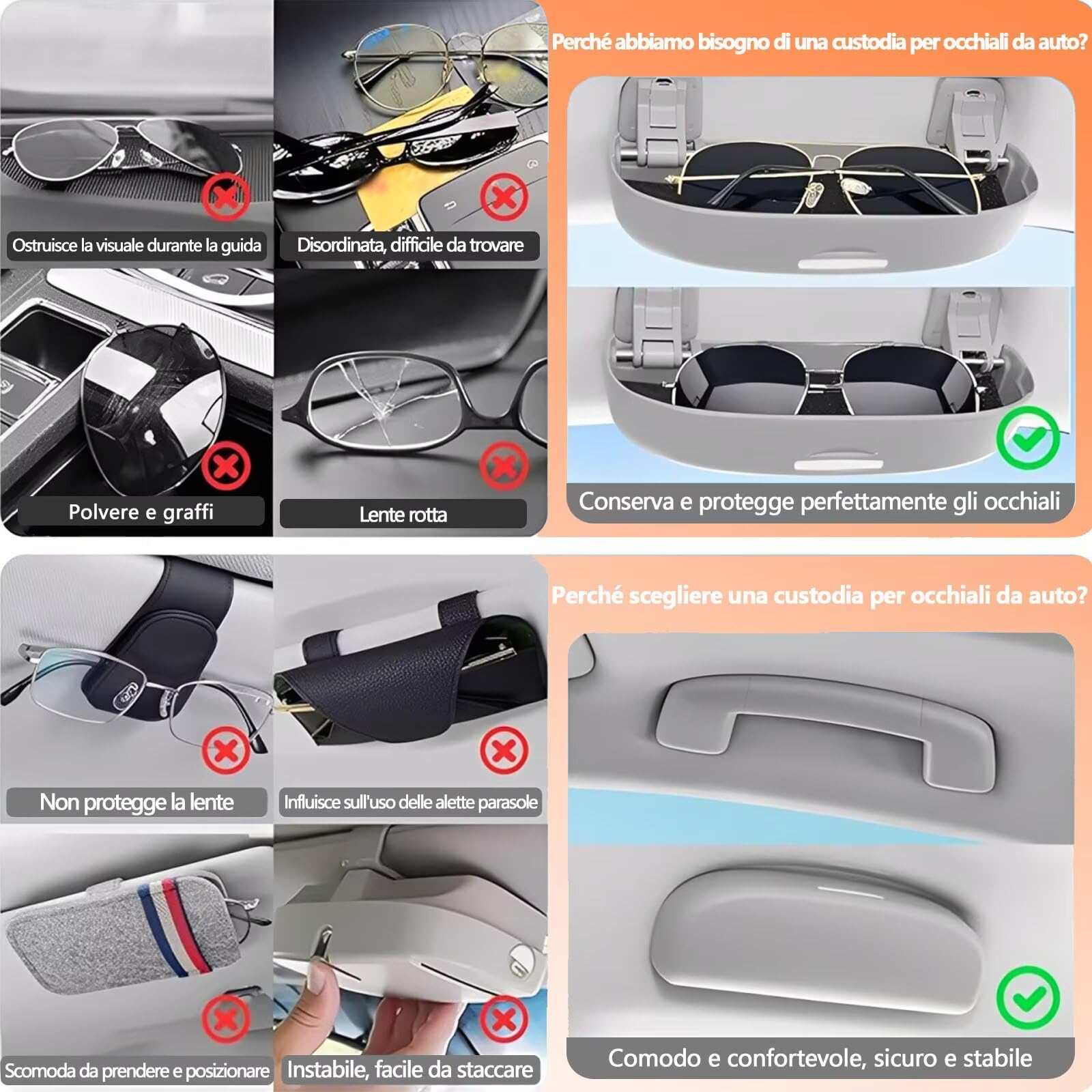 genérico por Encargo Soporte Gafas Coche Compatible con MG HS PHEV 2020-2026,Accesorios para el Interior del Coche,Soporte Gafas Coche