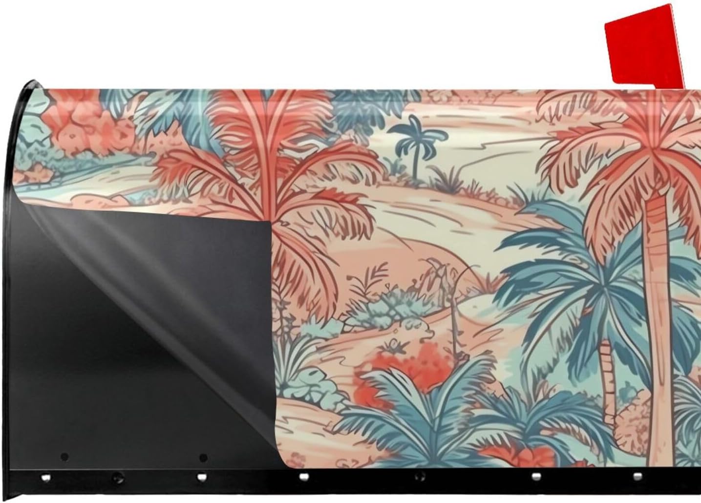 Mailbox Cover Mailbox Wraps Post Letter Box Cover Palm Trees and Flowers Mailbox Post Cover for Garden Yard Decor 25.5x21 in, White, B54N5H4JHGHI