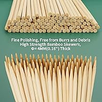 Vista 2 de Pinchos de barbacoa de madera de bambú natural de 12 pulgadas para kabob, aperitivo, fruta, salchicha, fuente de chocolate, palito de brocheta