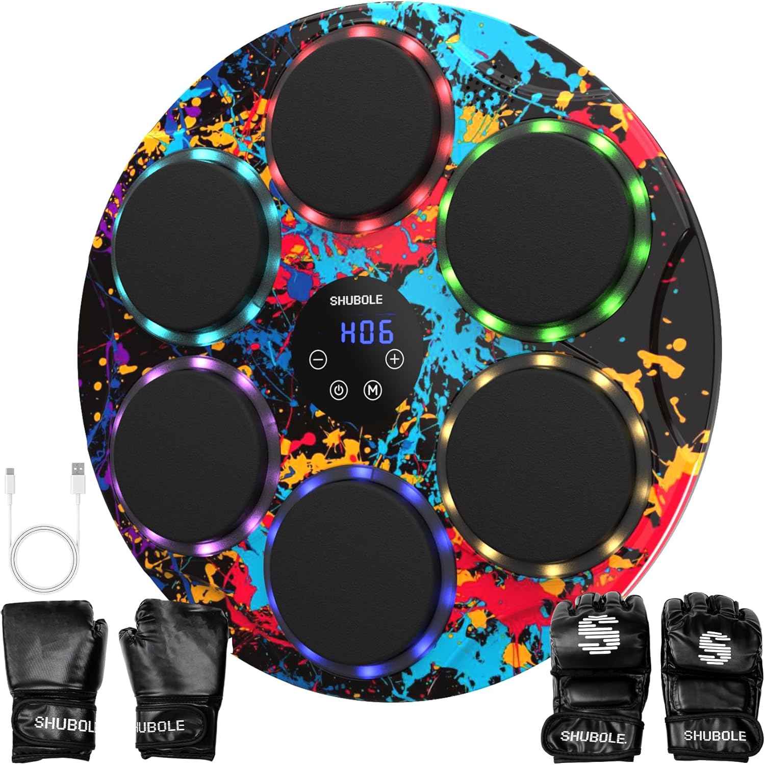Music Boxing Machine with Gloves - Wall Mounted Punching Trainer for Adults & Kids, 9-Speed Punch Game, Wall Boxing Punching pad, 2025 Upgrade Gifts for Boys Age 6+