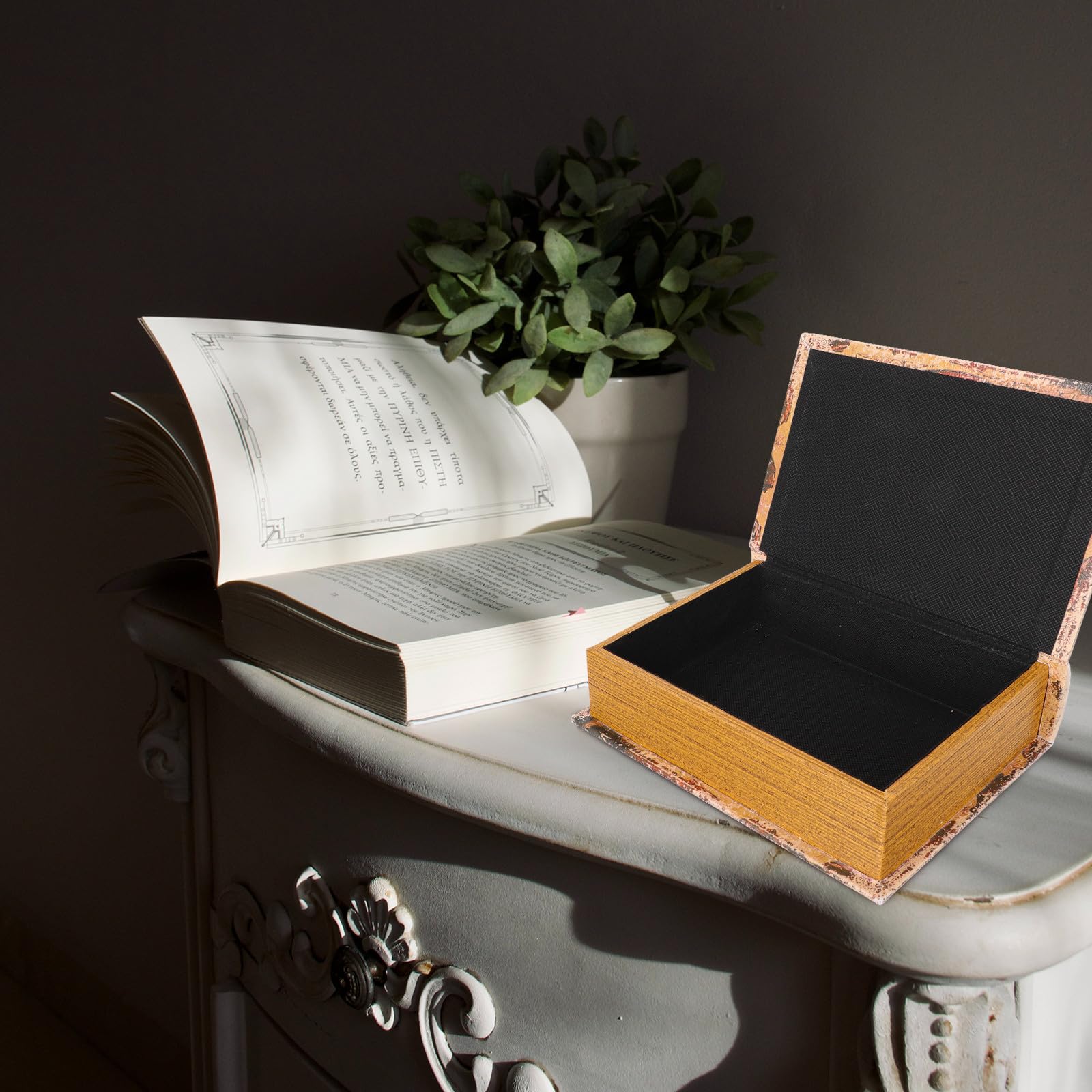 Didiseaon Caja Decorativa Retro Forma de Libro Falso Mediano, Caja de Almacenamiento de Madera Envejecida para Manualidades y Fotos, Accesorio Decorativo para Escritorio y Hogar