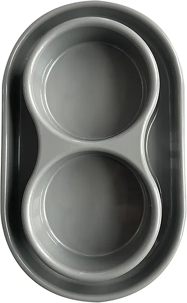 PetLike Ants Away Double Dog Water and Food Bowls,6 cups/48oz Pet Feeder Bowls for Puppy Medium Large Dogs Cats (Grey, 15.5X9.5X2.75 INCH)