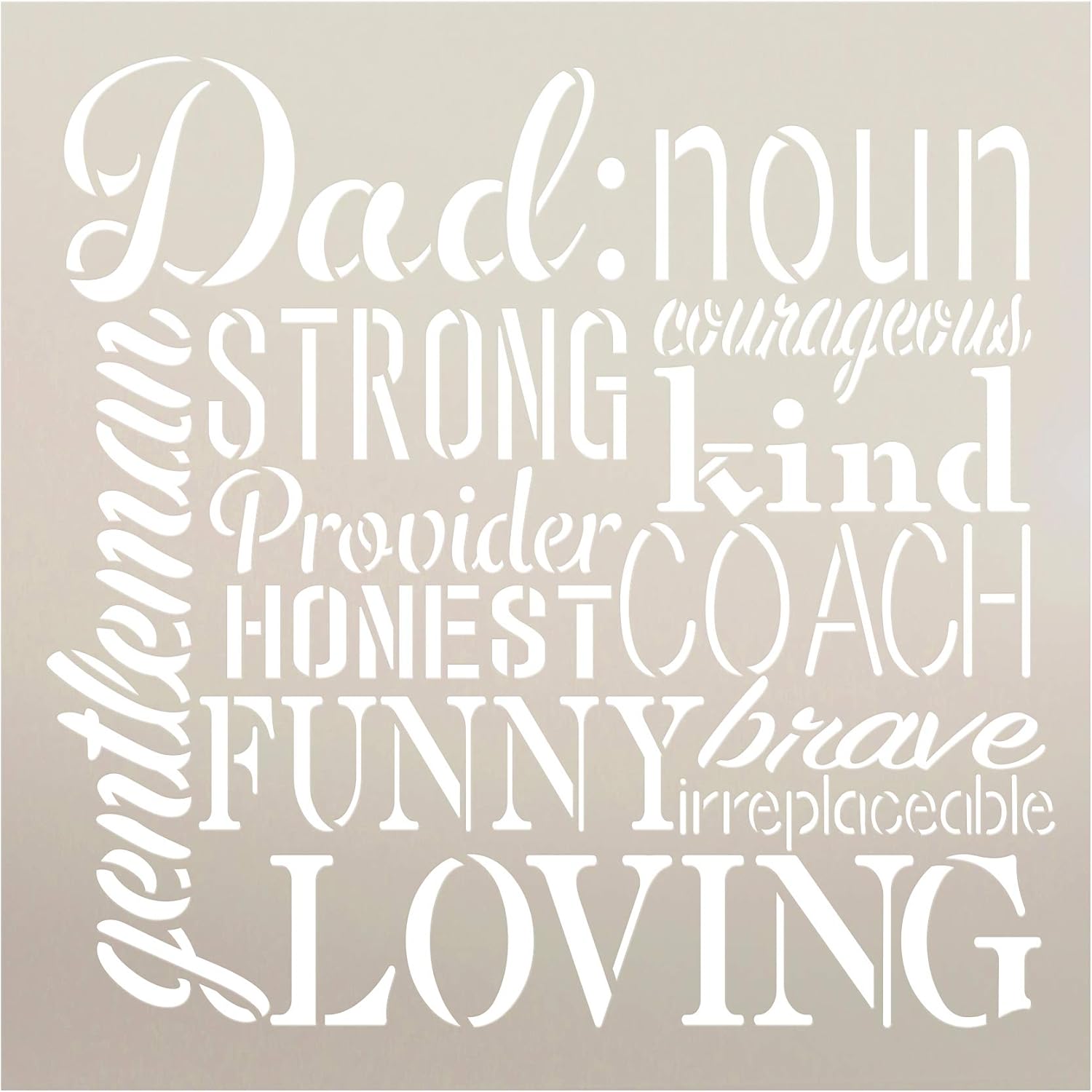 Dad Noun Sign Stencil by StudioR12 | Wood Signs | Word Art Reusable | Father's Day | Painting Chalk Mixed Media Multi-Media | DIY Home - Choose Size (18 x 18)