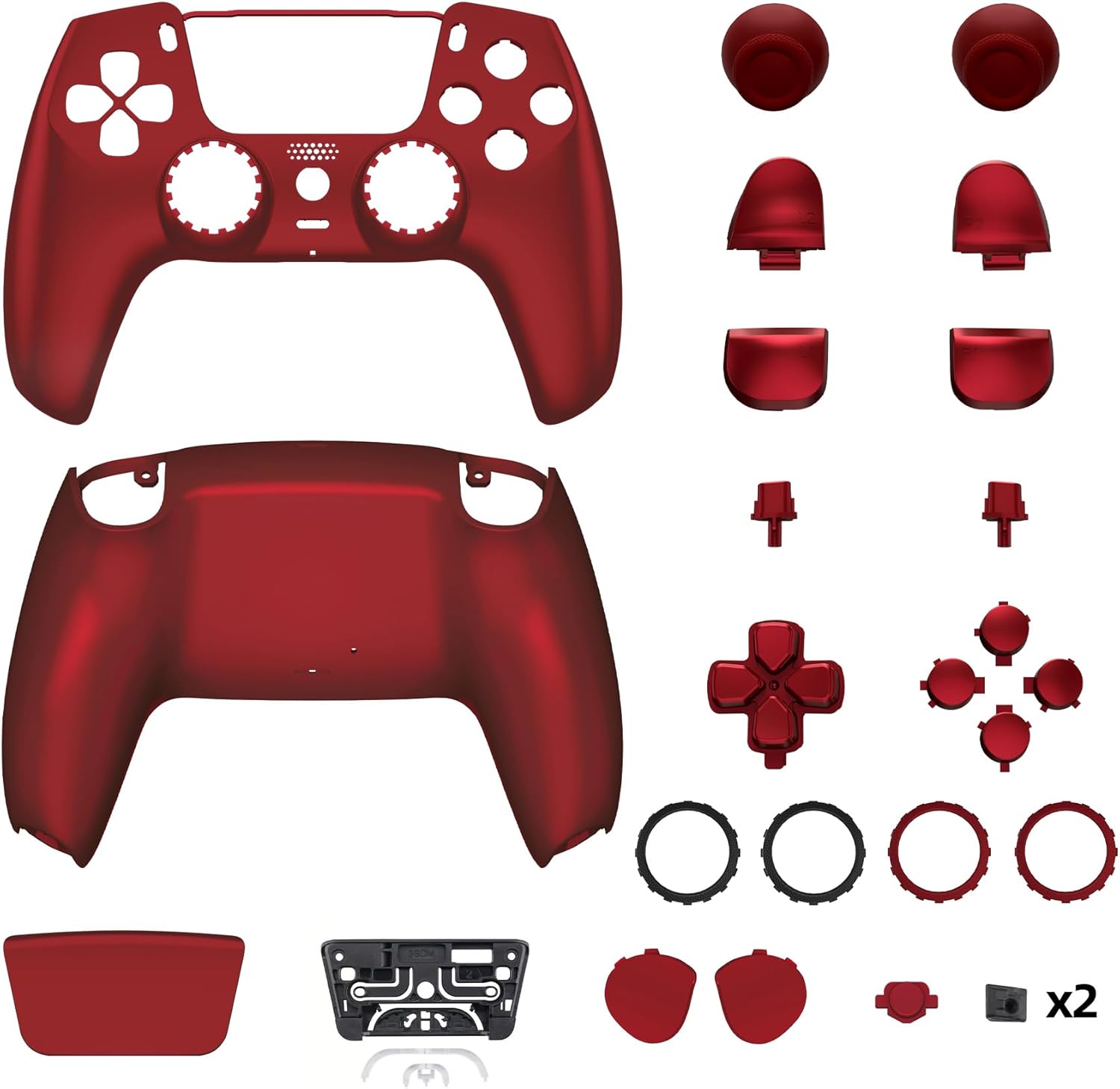 eXtremeRate Luna Redesigned Full Set Shell Buttons Touchpad Cover Compatible with ps5 Controller BDM-030 BDM-040 BDM-050, Scarlet Red Replacement Top Bottom Cover Case Compatible with ps5 Controller - Image 9
