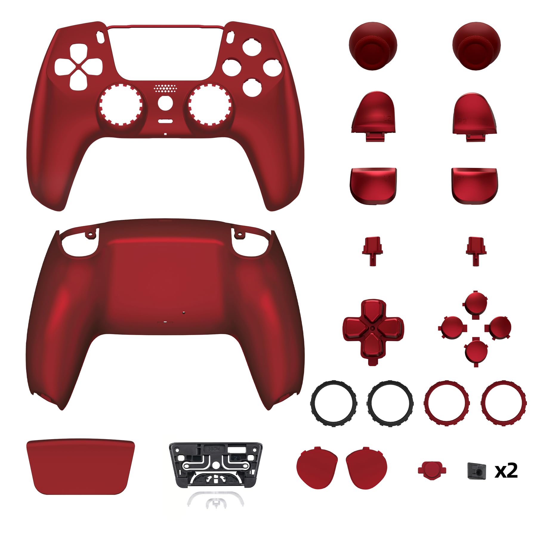 eXtremeRate LUNA Cover Przycisków Obudowa Touchpad Kompatybilny z Kontrolerem ps5 BDM-030/040,Przeprojektowana Wymiana Shell Osłona Case dla Kontrolerem ps5 BDM-030/040-Szkarłatny Czerwony