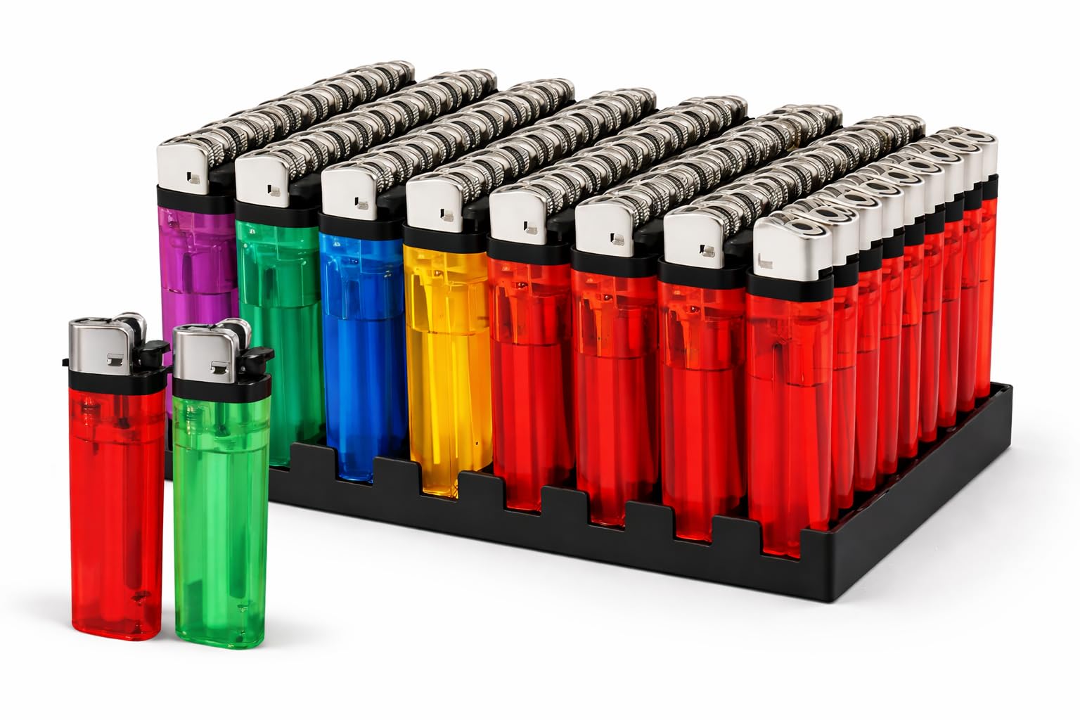 Copper Top Disposable Lighters Multi Colour Pack of 5/10 / 50 | Flint Spark Cigarette Lighter | Pocket Size Gas Lighters for Home Kitchen BBQ Camping Candles (50)