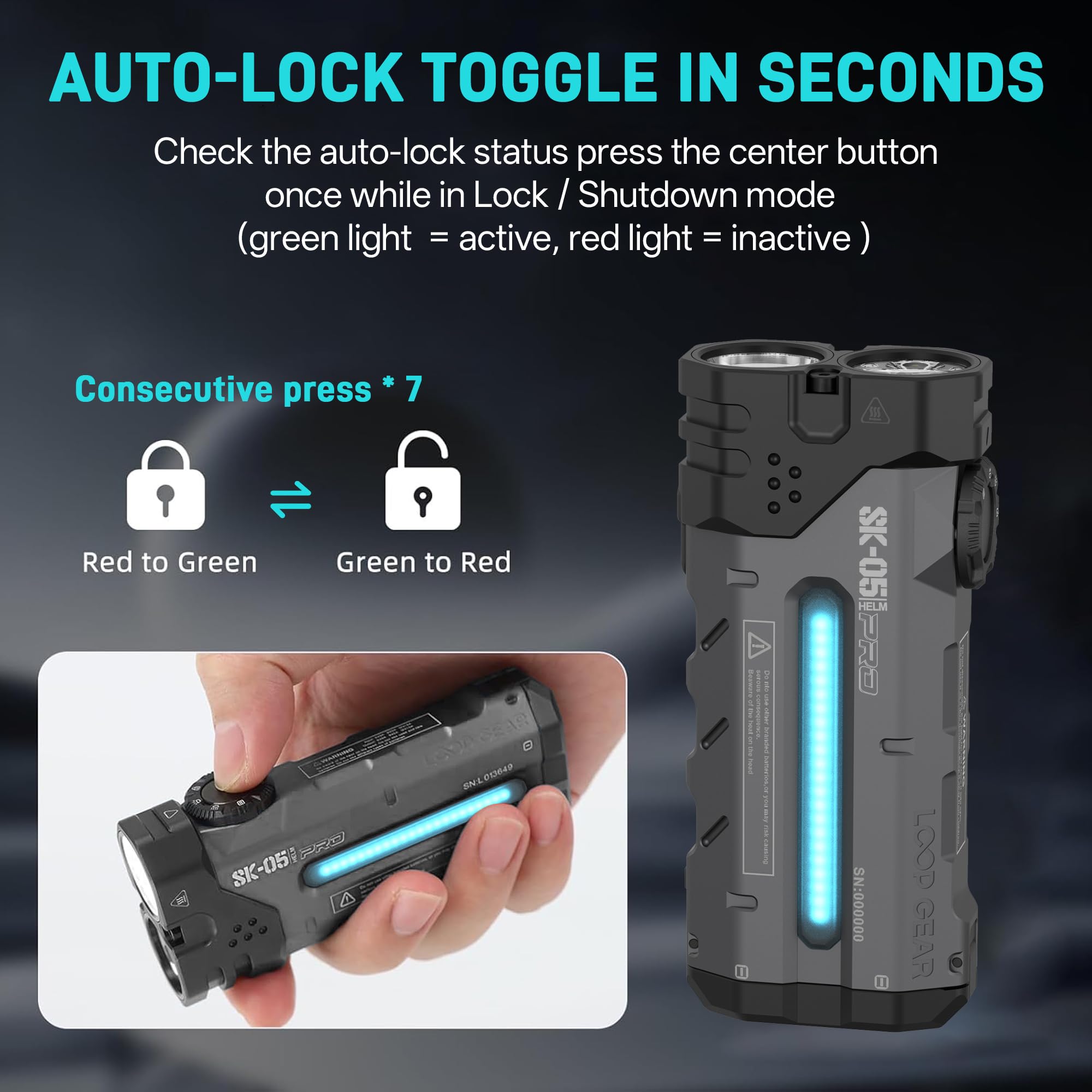 LOOP GEAR SK05 Pro LED懐中電灯　EDC　多機能　高演色 Amazon.com: LOOP GEAR SK05 PRO EDC Flashlight 4360 Lumens, 8000mAh
