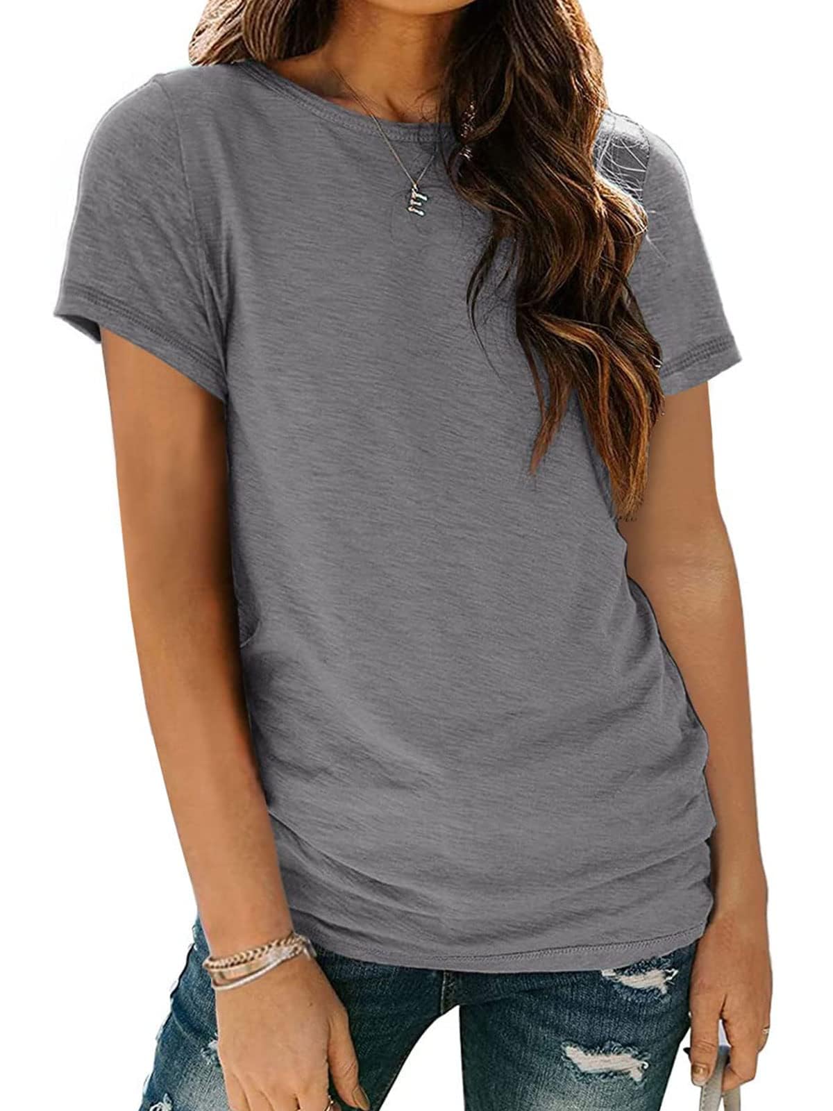 AirMood Maglietta estiva da donna, casual, con scollo rotondo