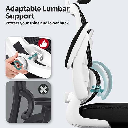 Miniatura 4 de TRALT Silla de oficina ergonómica, silla de escritorio de malla para el hogar de 330 libras, sillas de escritorio de oficina con ruedas, cómoda