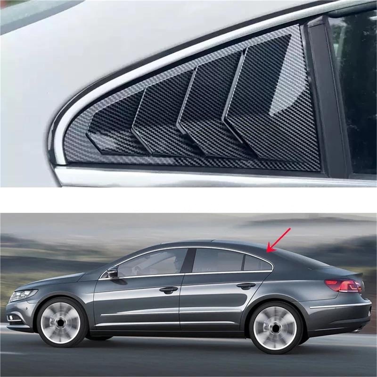 samochód Żaluzja Tylnej Szyby Bocznej Dla VW Passat CC 2010-2018 Tylna Trójkątna Ramka Dekoracyjna Żaluzji(D)