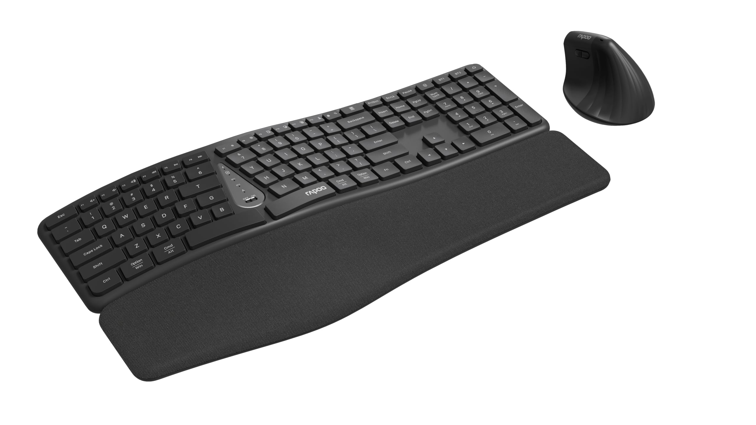 Rapoo I Teclado y ratón inalámbrico QWERTY español, Ergonómico, Negro | Ratón silencioso, 2,4 GHz y Bluetooth, 1600 dpi, Pilas)