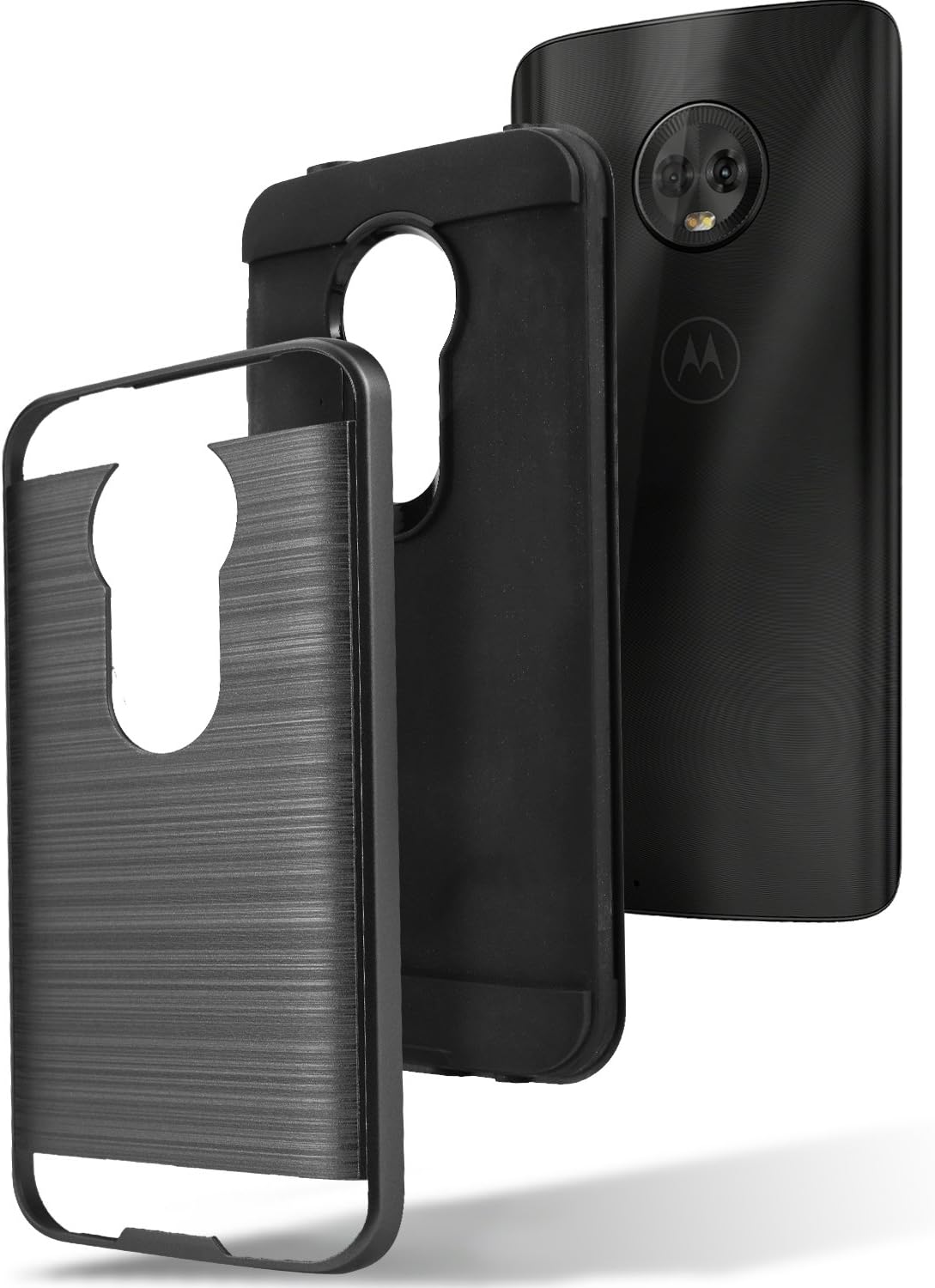 Moto E5 Play Phone Case, Circlemalls- Moto E5 Go Case, Moto E5 Cruise Case, with [Tempered Glass Screen Protector Included], Military Grade 6 Feet Drop Test Protection Armor Phone Cover-Black