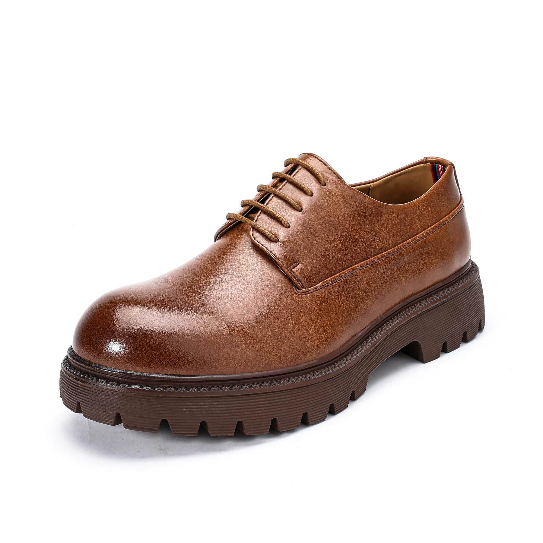 Allthemen Hombre Derby de Vestir Cuero Cordones Zapatos Punta Redonda Color Sólido Moda para Boda y Negocios