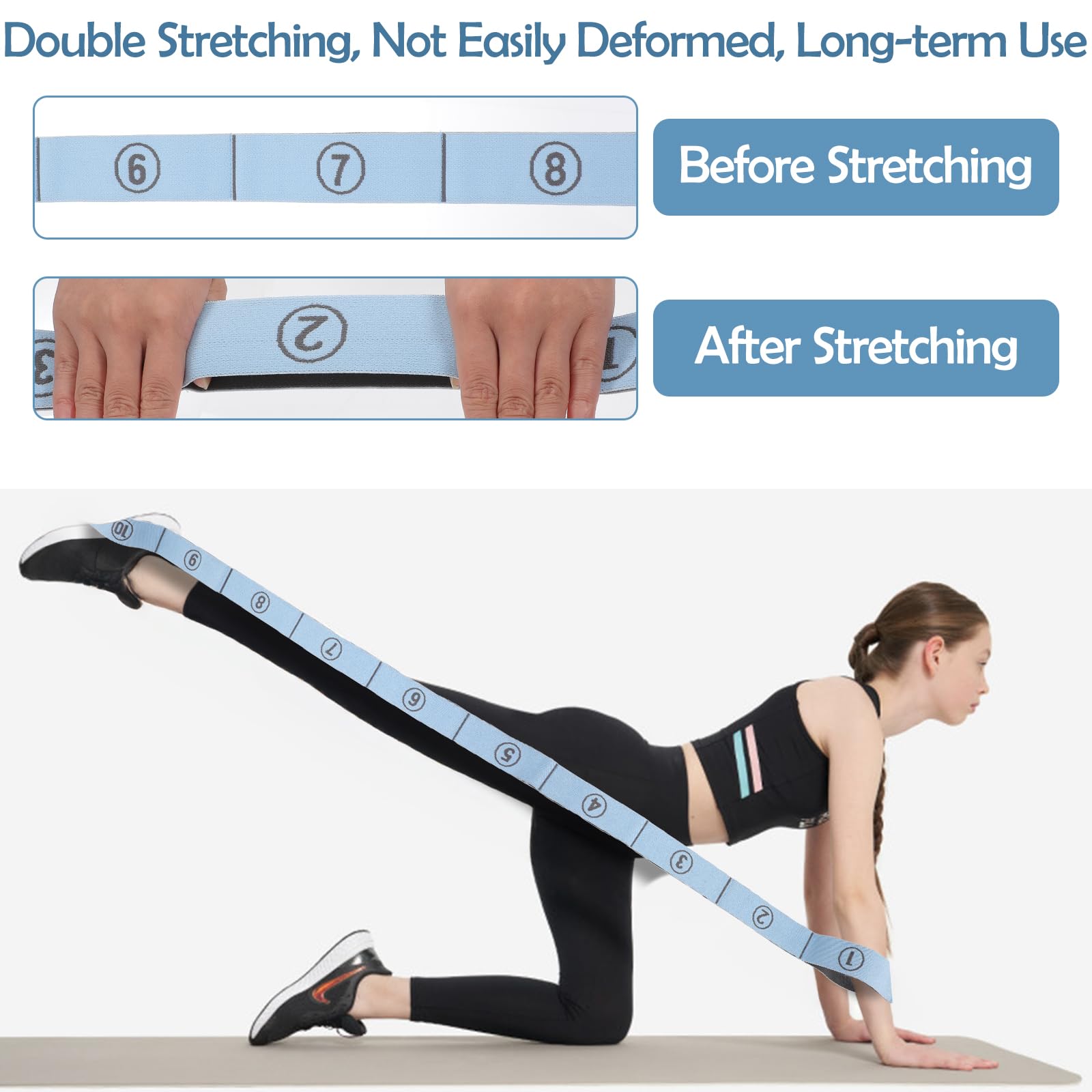 Sangle D'Étirement De Yoga TIESOME Avec 10 Boucles - Pour Pilates, Physio, Fitness à La Maison