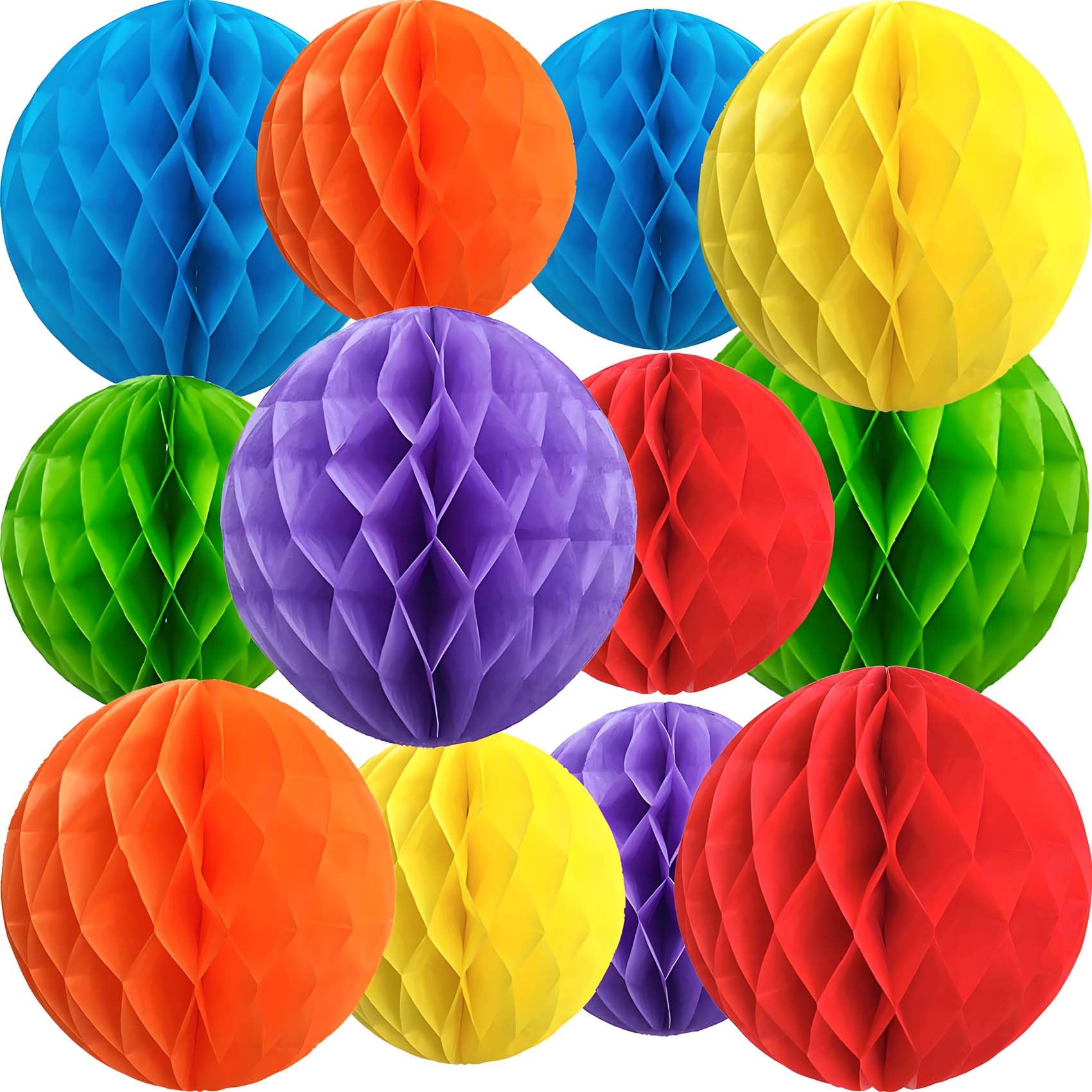 KUNYYI Rainbow Paper Honeycomb Flower Balls-12 Pcs 6" 10" Tissue Pompoms They are Suitable for Birthdays Graduation Weddings and Theme Party Decoration