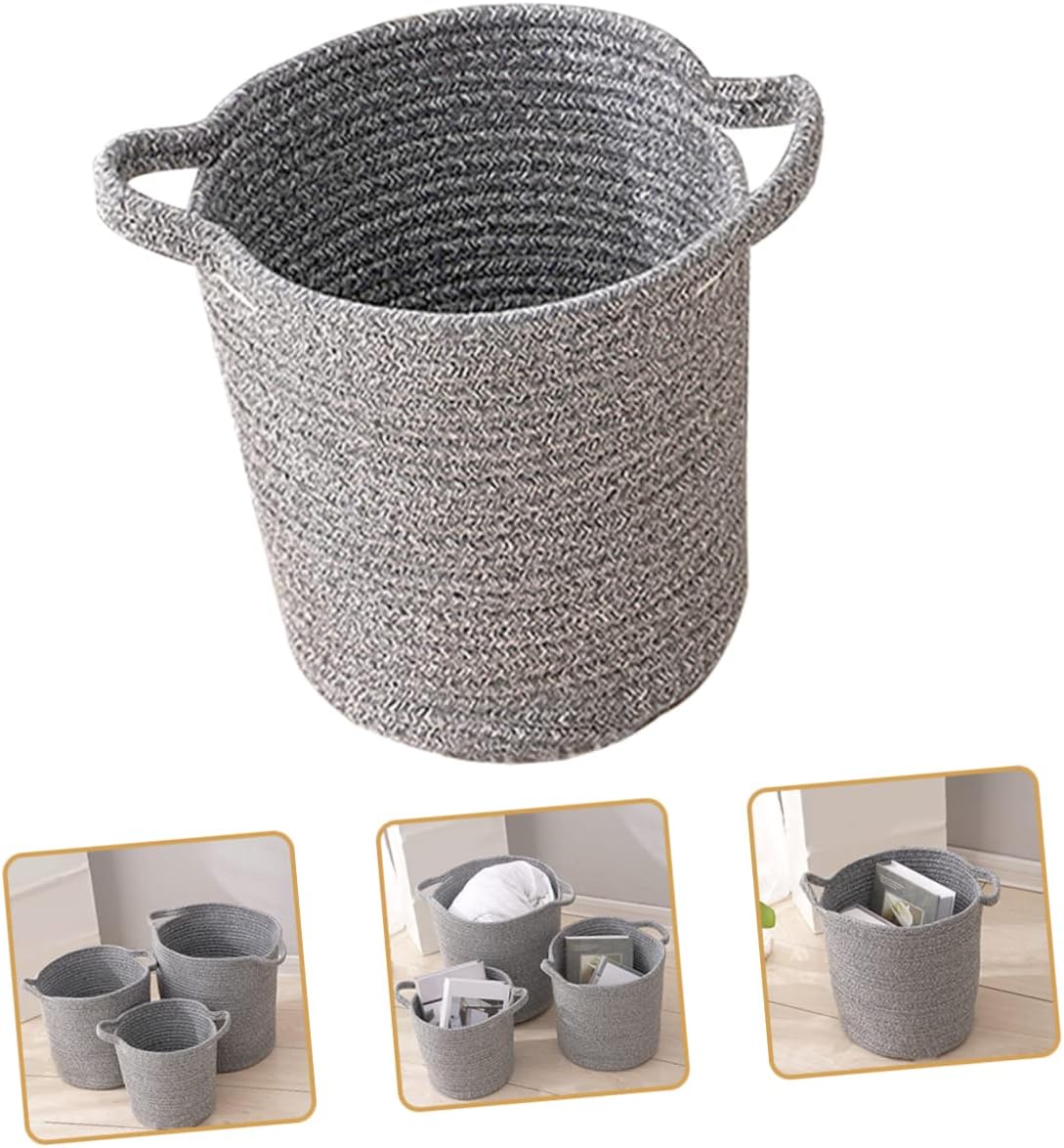 VICASKY Large Cotton Rope Laundry Basket with Dual Colors Portable Storage Hamper for Clothes Blankets Cotton Material for Bedroom Bathroom Dorm Living Organization